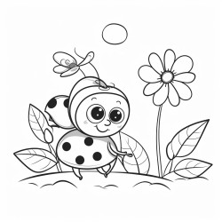 simple and easy adorable garden with ladybugs coloring pages for kids felttip pen white majorly