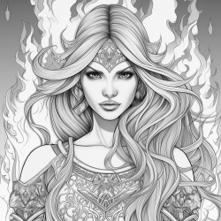 a fantasy girl with a fire powers and an overall fire theme