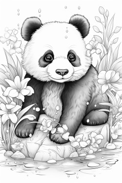 waterfall lake stars panda