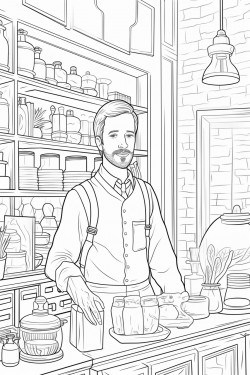a cafe with a friendly barista and a welcoming smile