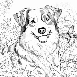 australian shepherd in fall setting