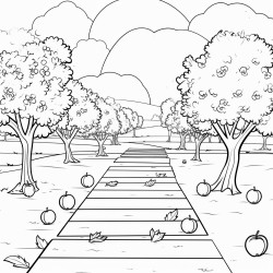 the letter a in an apple orchard on a nice autumn day