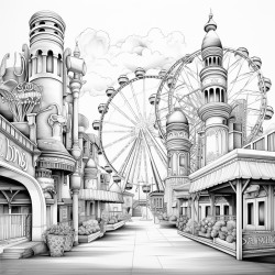 fair with carnival rides and games