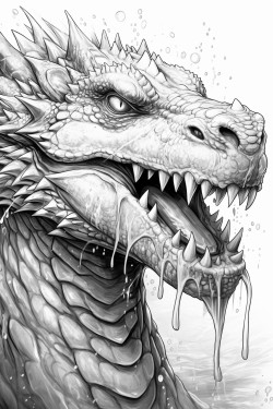an ice dragon breathing out ice with a snowy background