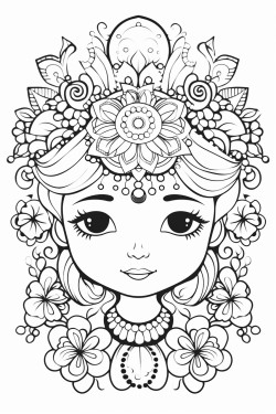 a cute inner calm  coloring bookvector white background black and white black drawing