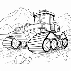 a bull dozer pushing dirt on a sunny day
