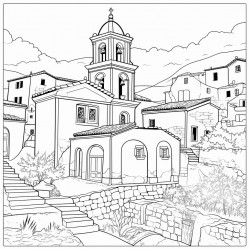 pueblo con fincas de caf y su iglesia