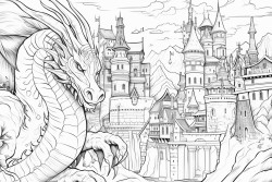 midevil dragn and castle scenes