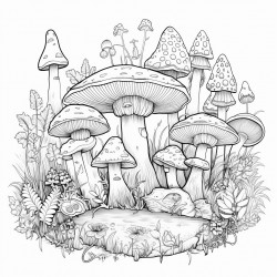 cute fairy mushroom forest scene