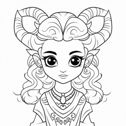 young goddess with horns