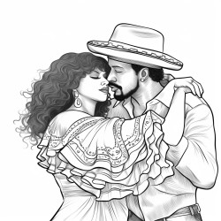 pareja bailando bachata chica cabello afro y chico con sombrero