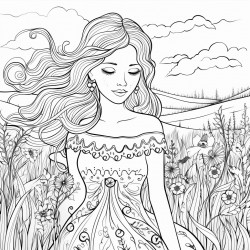 girl in a meadow whimsical