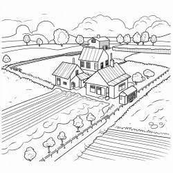 farm with irrigation and a river
