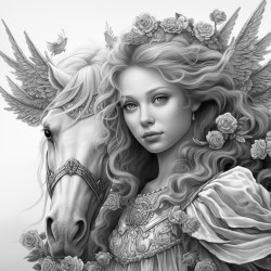 fairy playing with pegasus