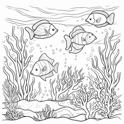 a vibrant coral reef filled with various fish