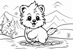 cute little forest creature that swims and dances in the river