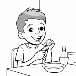 a 35 year old kid brushing his teeth and he is having smile on his face