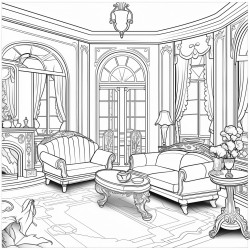 art neuveau style livingroom interrior
