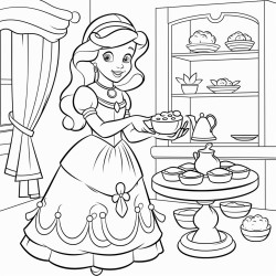 a princess baking cookies in a kitchen