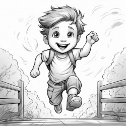 a little boy jumping around