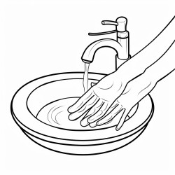 hand washing steps thick outline label