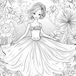 ballerina with a floral backdrop