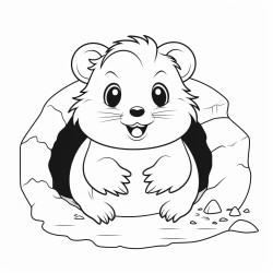 a cute icelandic lemming out of the hole