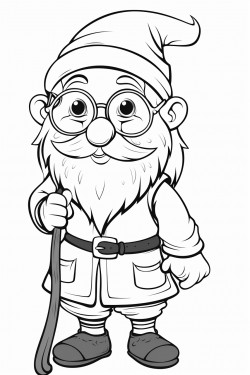 a cute dwarf grandpa wears glasses and leans on a cane