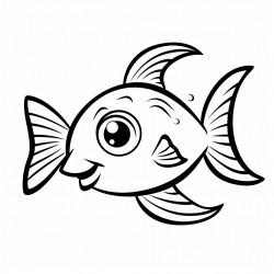 simple and cute fish outline drawing with thin bold lines