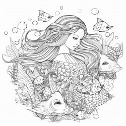 mermaids swimming among colorful coral reefs