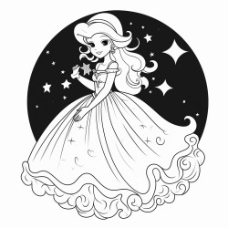 a princess in the moon vector image outline only no grey  balck color in the image