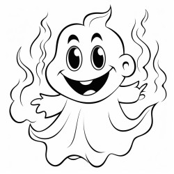 cartoon ghost on fire