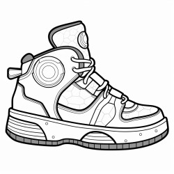 a basketball shoe featuring a hockey puck design and a winter sports theme