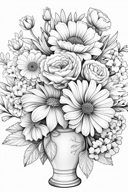a lively explosion of colors captures a vase of blooming wildflowers