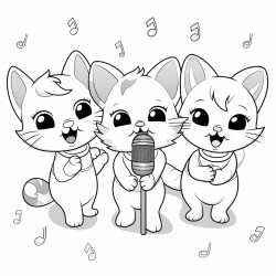3 cute cats singing in karaoke room