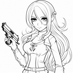 a beautiful chick with long hair holding a gun