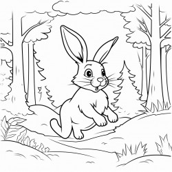 rabbit running in forest