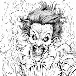 a scary clown spitting fire