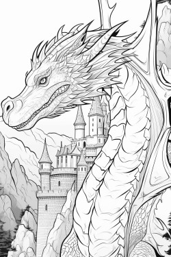 coloring dragon forest castle