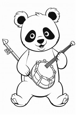 panda playing music instruments