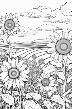 impressionism style sunflower field