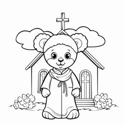 cuddly lamb teddy is at church
