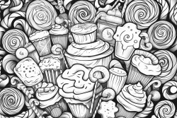 different types of candy patterns with trippy background