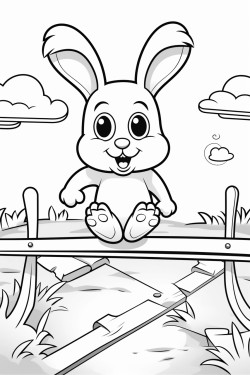 cute bunny jumping through an obstacle course