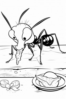 ant eating working and studying