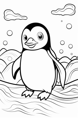 a  penguin in the ocean
