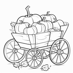 a wagon with pumkins on it