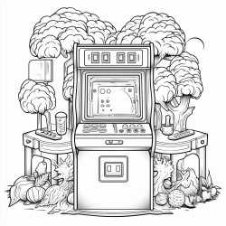 a retro arcade machine with buttons joysticks and vibrant game screens