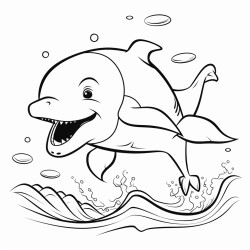 a happy whale jumping out of the water waving