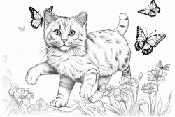 a playful cat chasing butterflies 0